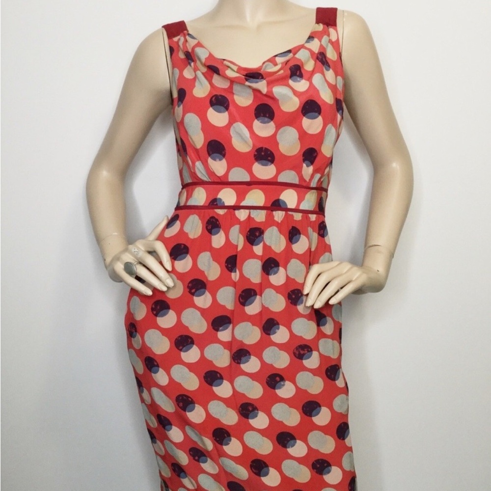 Anthropologie Pink and Blue Polka Dot Dress